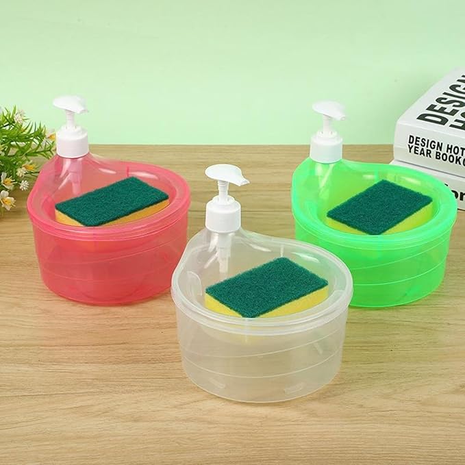 2 in 1 Soap Dispenser And Scrubber Holder With Sponge Cady For Home and Outdoor Use