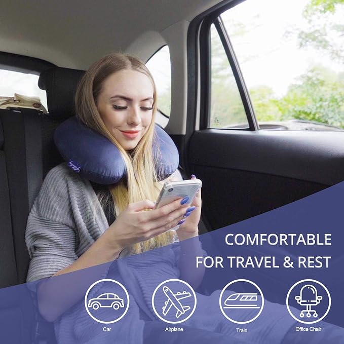 Travel Pillow Memory Foam Head Neck Support Airplane Pillow for Traveling, Car, Home, Office, Travel