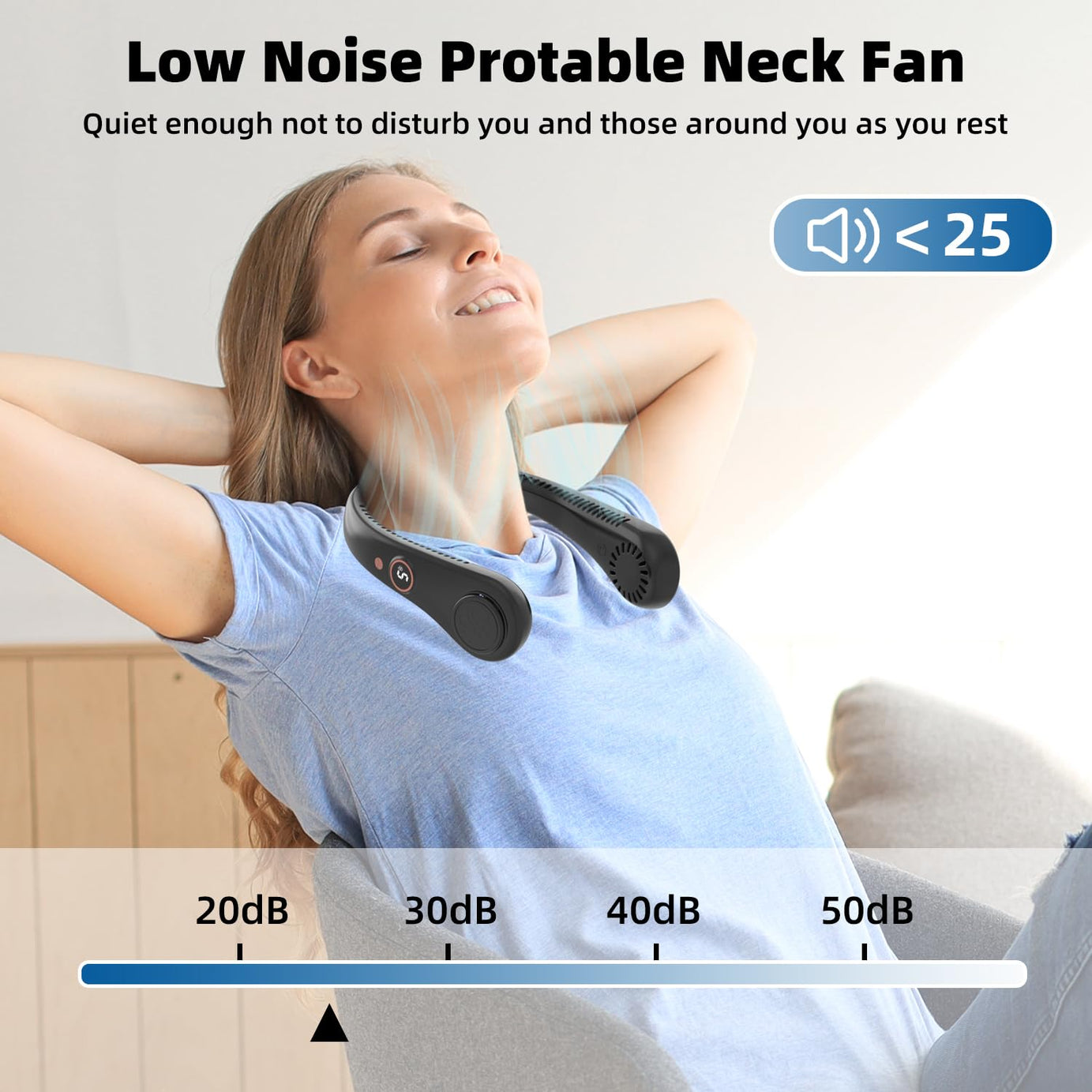 Rechargeable Leafless Hanging Neck Fan
