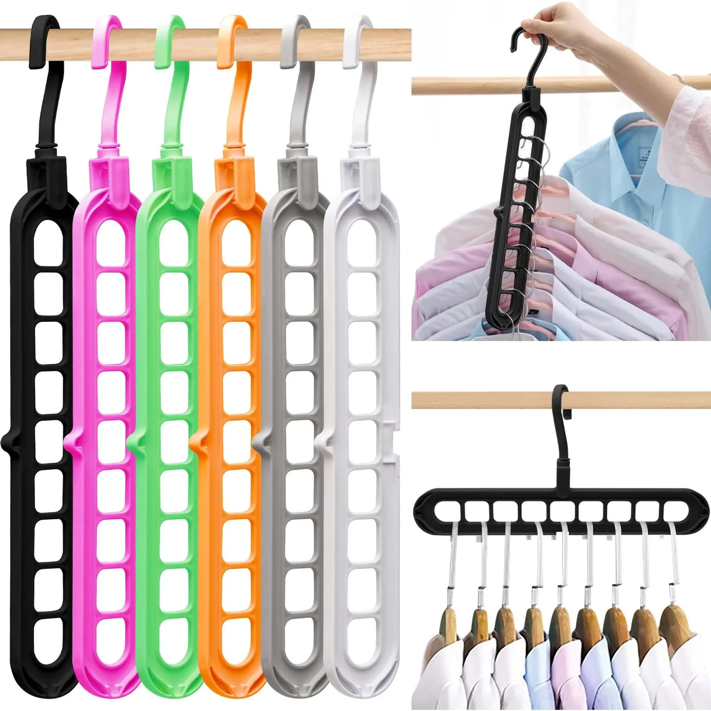 (Pack of 3) 9 Hole Magic Clothes Hanger
