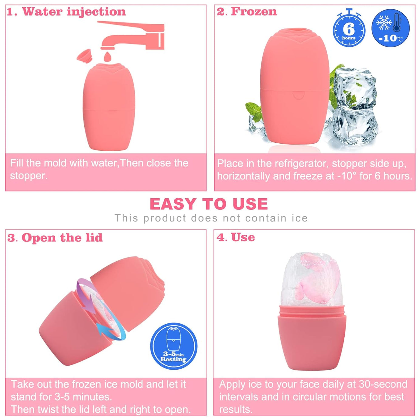 Reusable Silicone Ice Mold Facial Roller For Puffy Eyes and Facial Skin Care