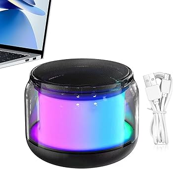 Mini Rechargeable Wireless Portable Bass Boosted Tabletop Stereo Speaker with Dual Pairing RGB Lights with Box For Home and Outdoor Use