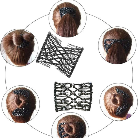 (Pack of 3) Creative Magic Hair Comb Elastic Rope Disc Clip Headwear Fashion For Women