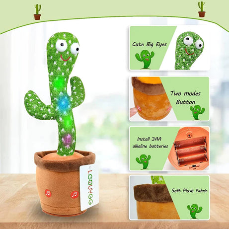 Dancing Shaking Cactus Toy with Recording and Singing of Songs