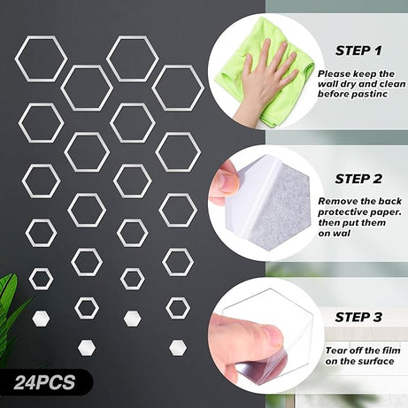 3D Acrylic Shatterproof Geometric Hexagon Mural Self Adhesive Wall Arts Decals Stickers Set For Home Decoration