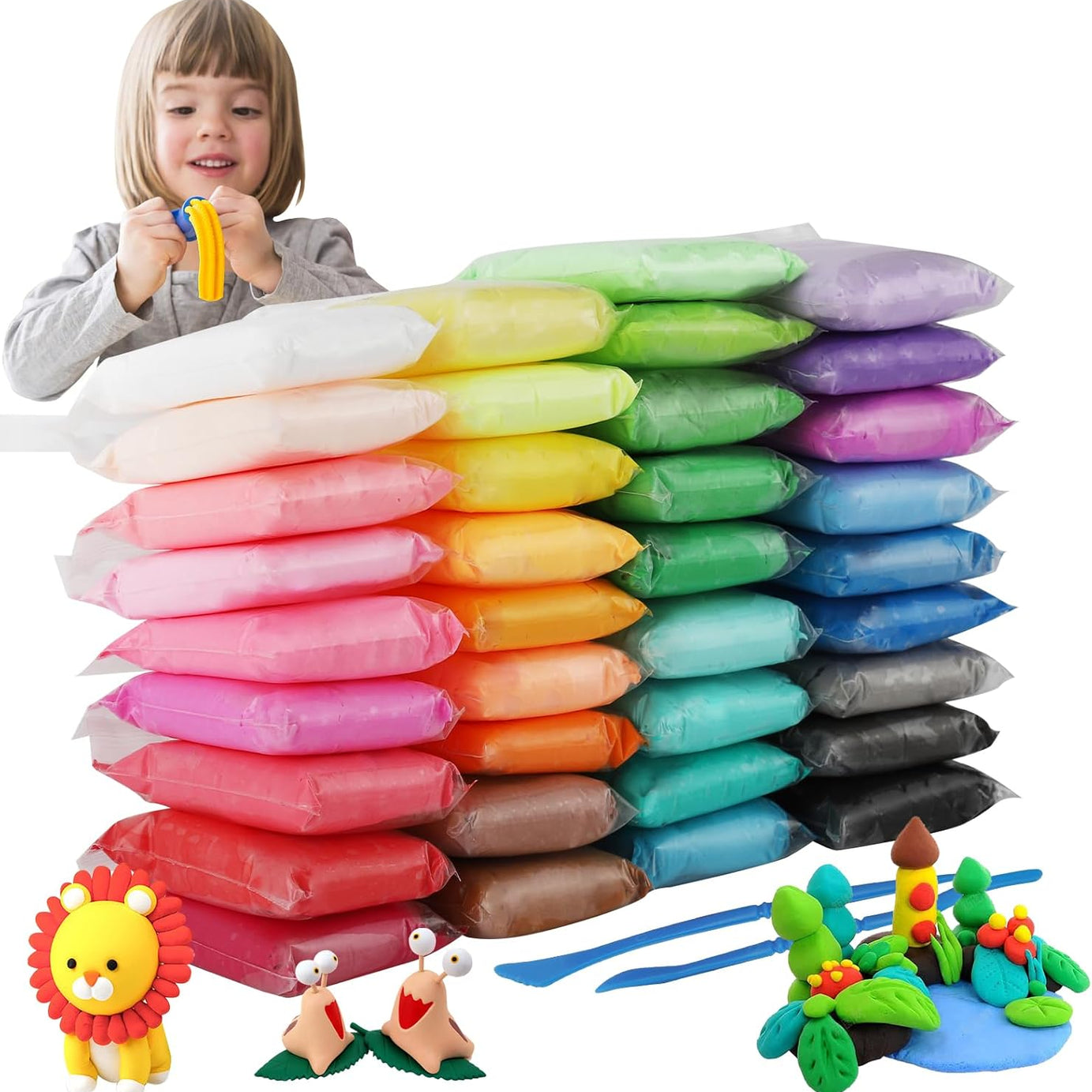 (Pack of 24) Multifunctional DIY Air Dried Super Lightweight Fomic Clays For Kids