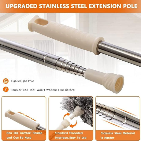 Stainless Flexible Duster For Fan Cleaning Mop With Extendable Long Rod