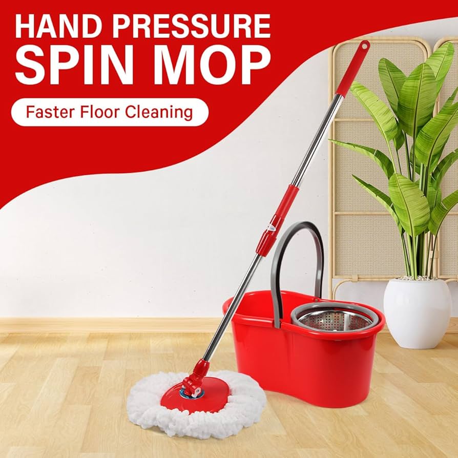 Steel Bucket Spin – 360° Degree Rotation Push/Pull Micro Fiber Clean Mop