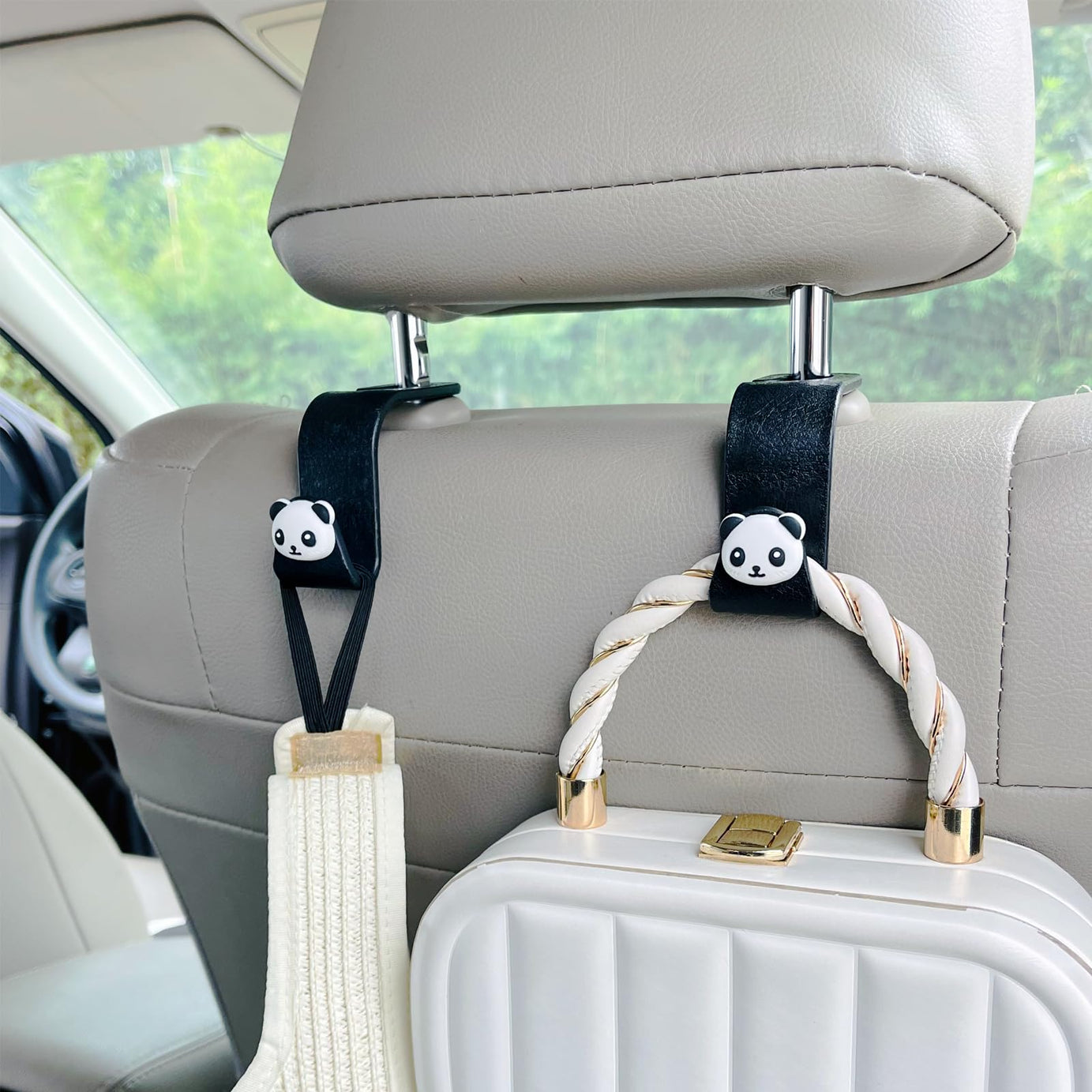 (Pack of 4) Universal Car Backseat Headrest Hangers with Creative Cartoon Seat Holder Organizer for Purses Bags etc