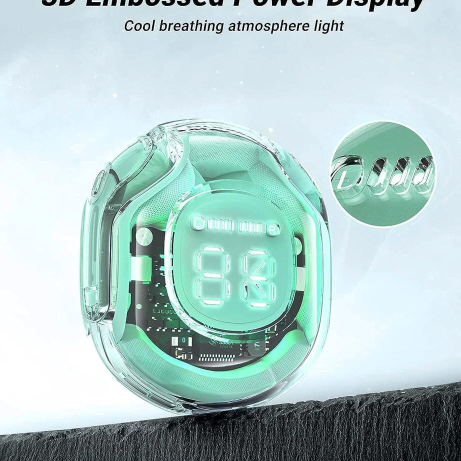 Air39 Wireless Earbuds With Crystal Clear Sound, Bluetooth 5.3, Transparent Case, Heavy Bass Stereo Sound