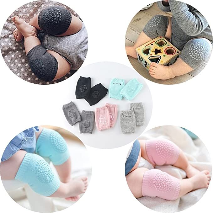 (Pack of 2 Pairs) Soft Elastic Anti Slip Crawling Safety Protector Leg Cushion Knee Elbow Brace Pads For Babies and Toddlers