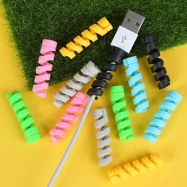 Set of 4 Spiral Silicone Cable Protectors for Android and iPhone Devices