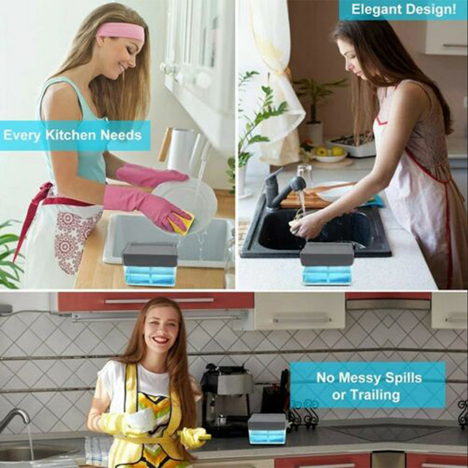 Countertop Kitchen Soap Dispenser with Sponge Holder & ABS Plastic Soap Pump for Easy Dishwashing