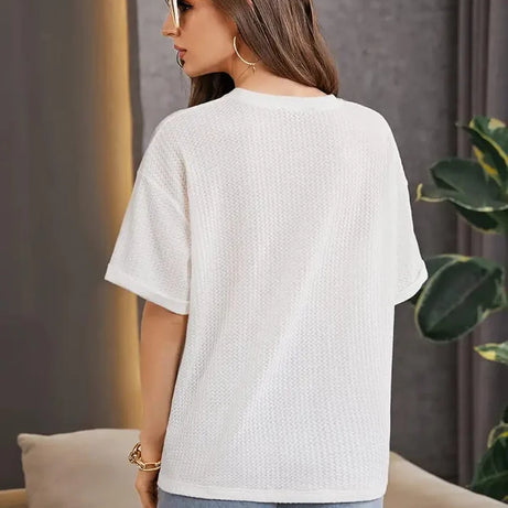 Premium Oversized Waffle Knitted Tee – White