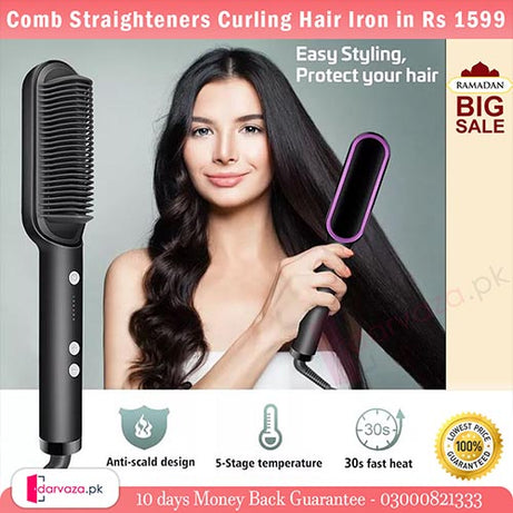 Multifunctional Professional Hair Comb Straighteners Curling Hair Iron