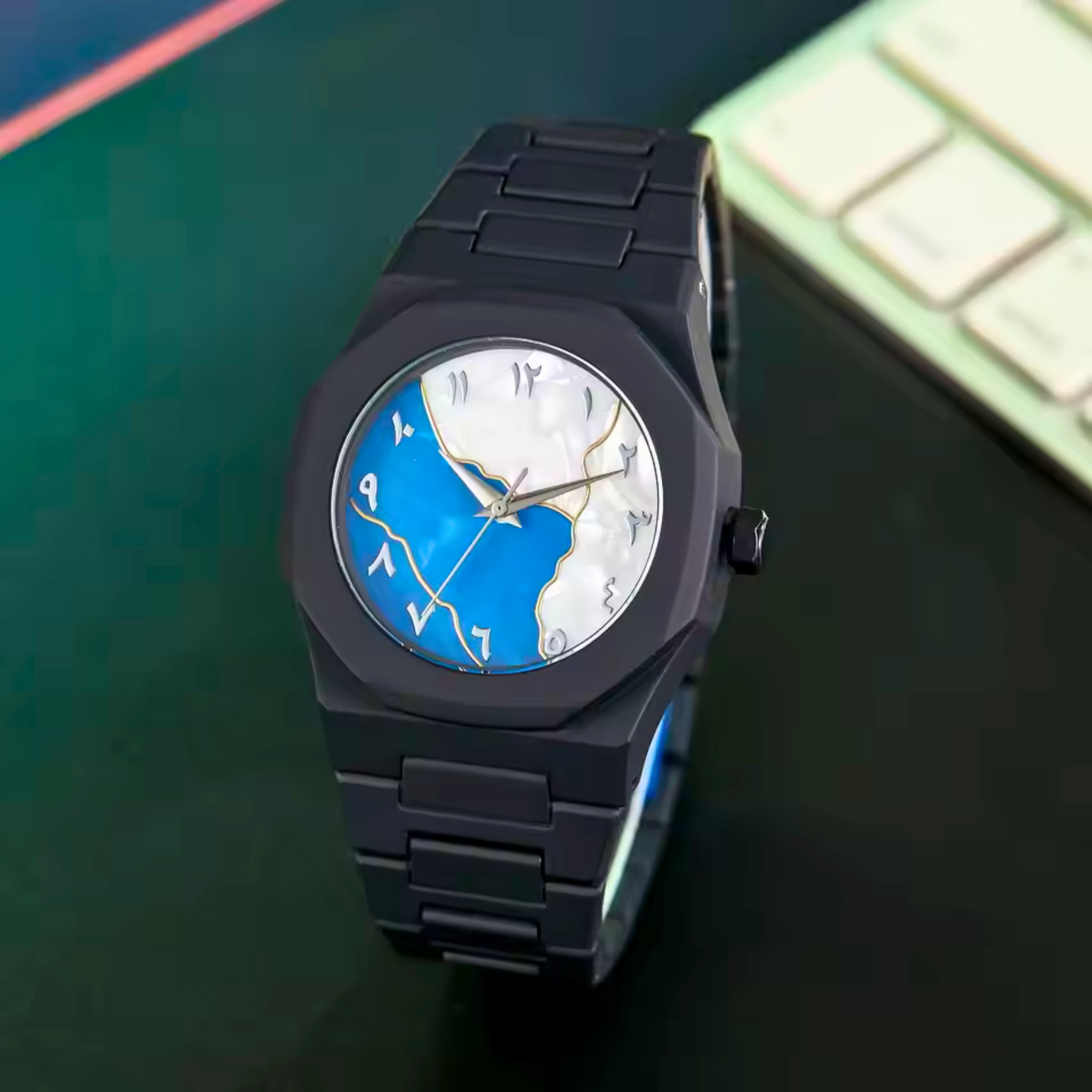 Black Classic Arabic Aura – Blue Marble Storm Edition