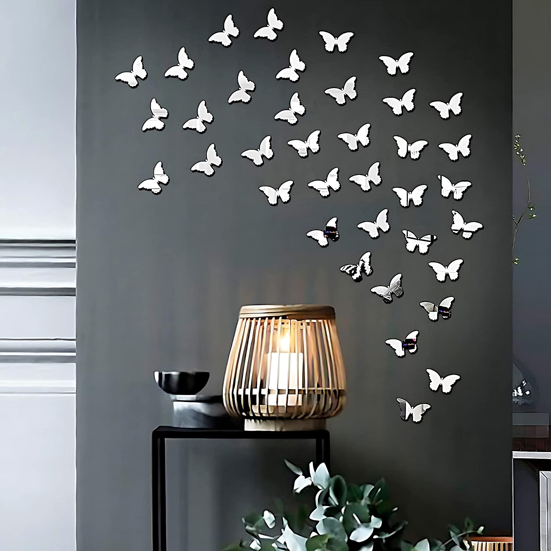 3D Acrylic Mirror Butterflies Self Adhesive Wall Art Decals Stickers Set For Home Decoration