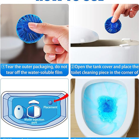 10 Pcs Imported Tablets for Toilet Flush Tank Cleaner with Powerful Scent 3000 Flush Shots & Fast Stain Remover