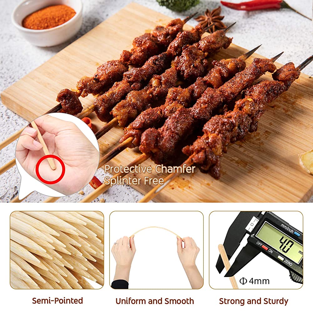 Pack Of 100 Wooden Skewers Sticks for BBQ