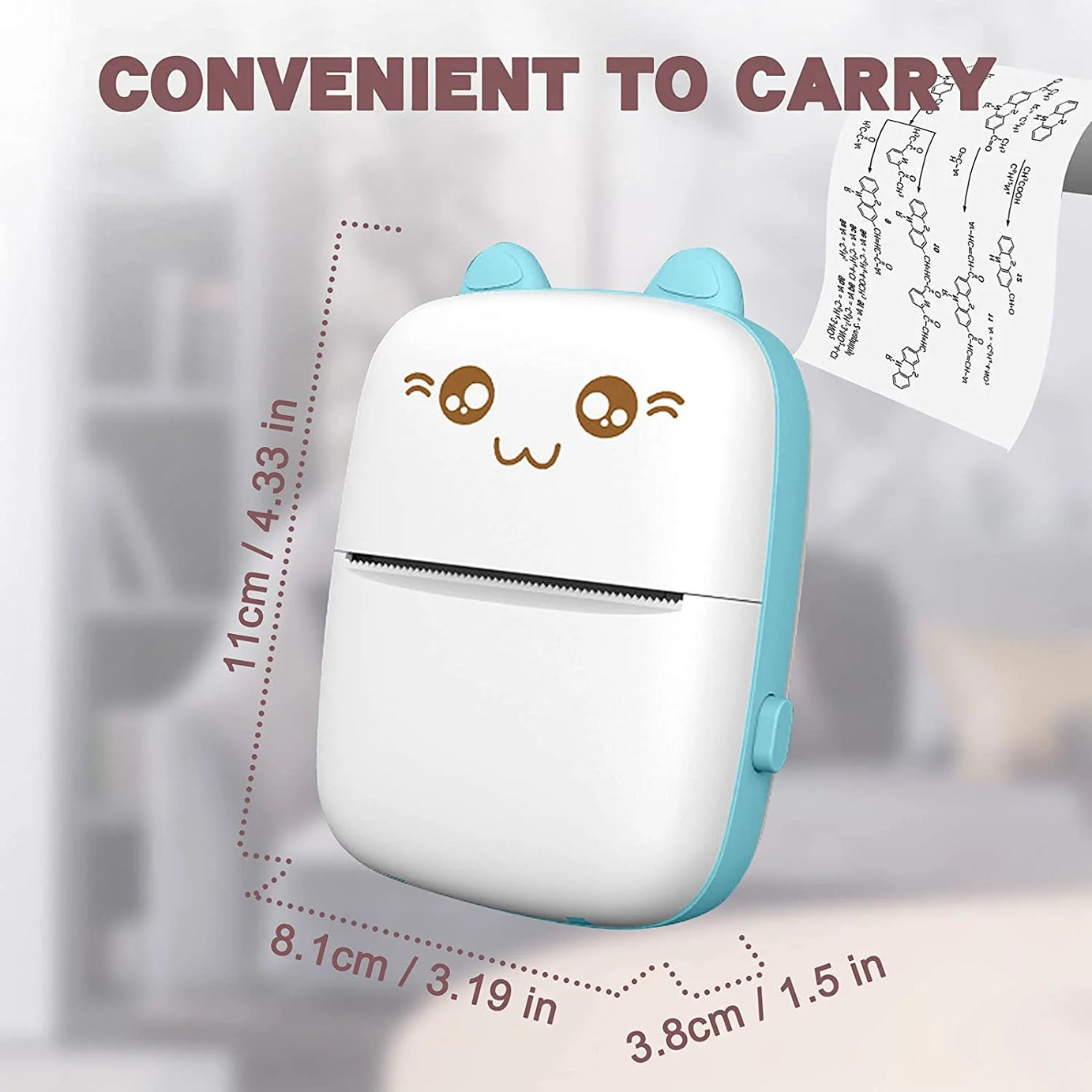 Imported Mini Portable Bluetooth Thermal Printer in Pocket Size for Black and White Ink Less Printing for Creating Adhesive Label and Stickers