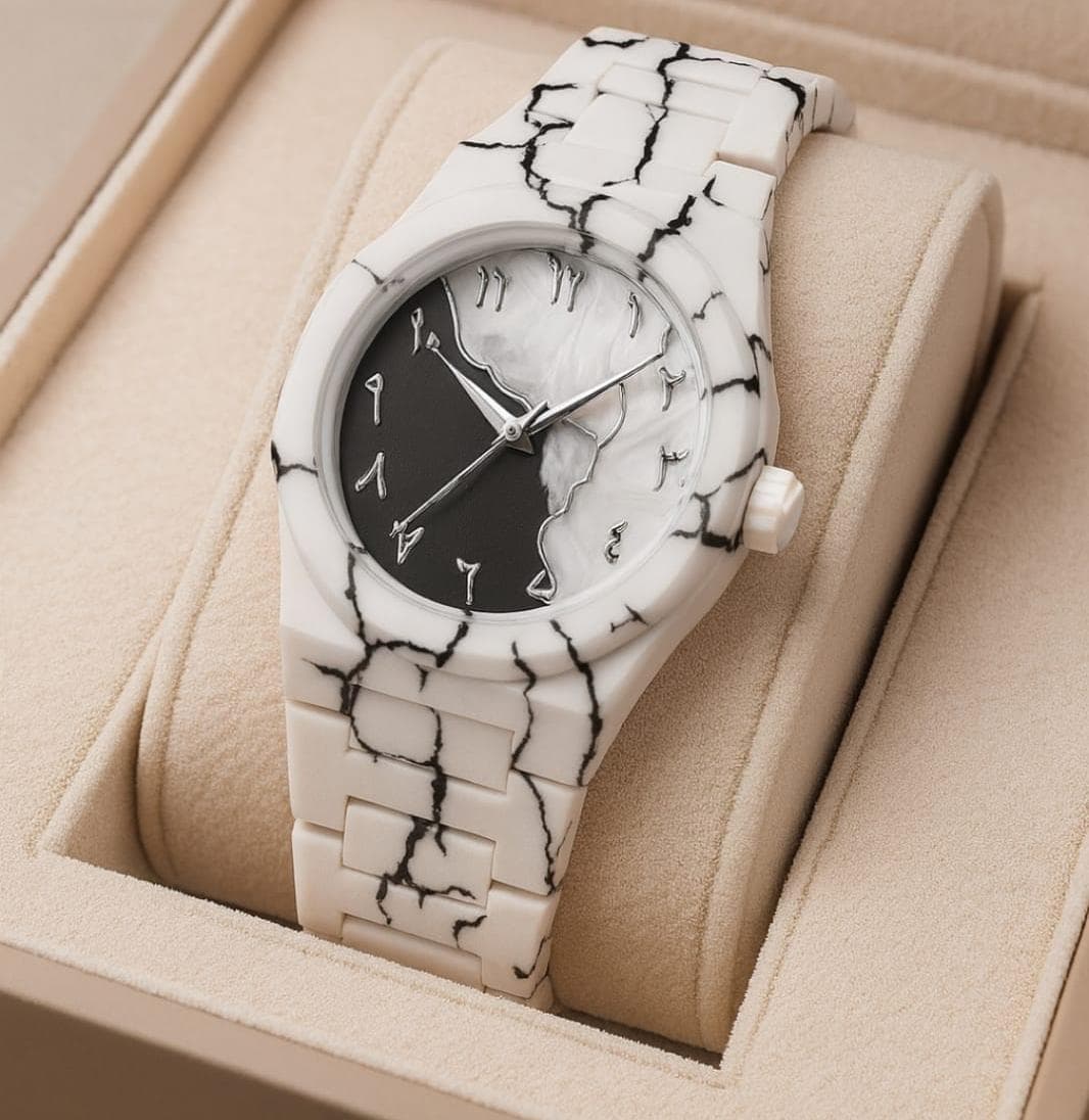 White Classic Arabic Aura – Marble Storm Edition