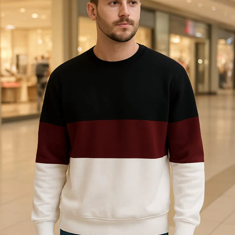 Black Maroon and White Block Sweatshirt