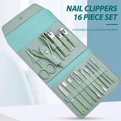 Stainless Steel Professional Manicure Pedicure Grooming Nail Clipper Kit Set For Women (16 Pcs)