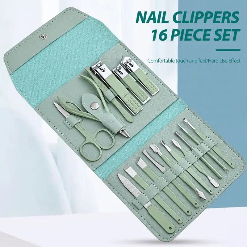 16 PCS Stainless Steel Manicure Pedicure Set | Professional Nail Care Kit