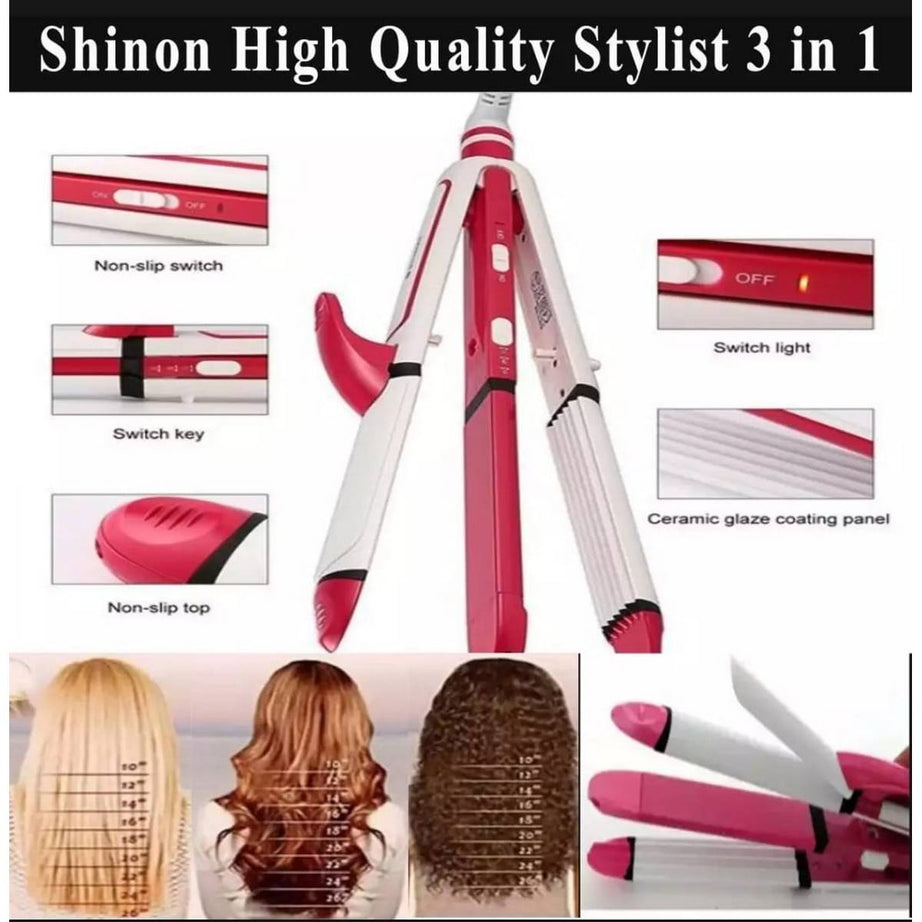 SHINON SH-8088 3in1 straightener crimple and roller