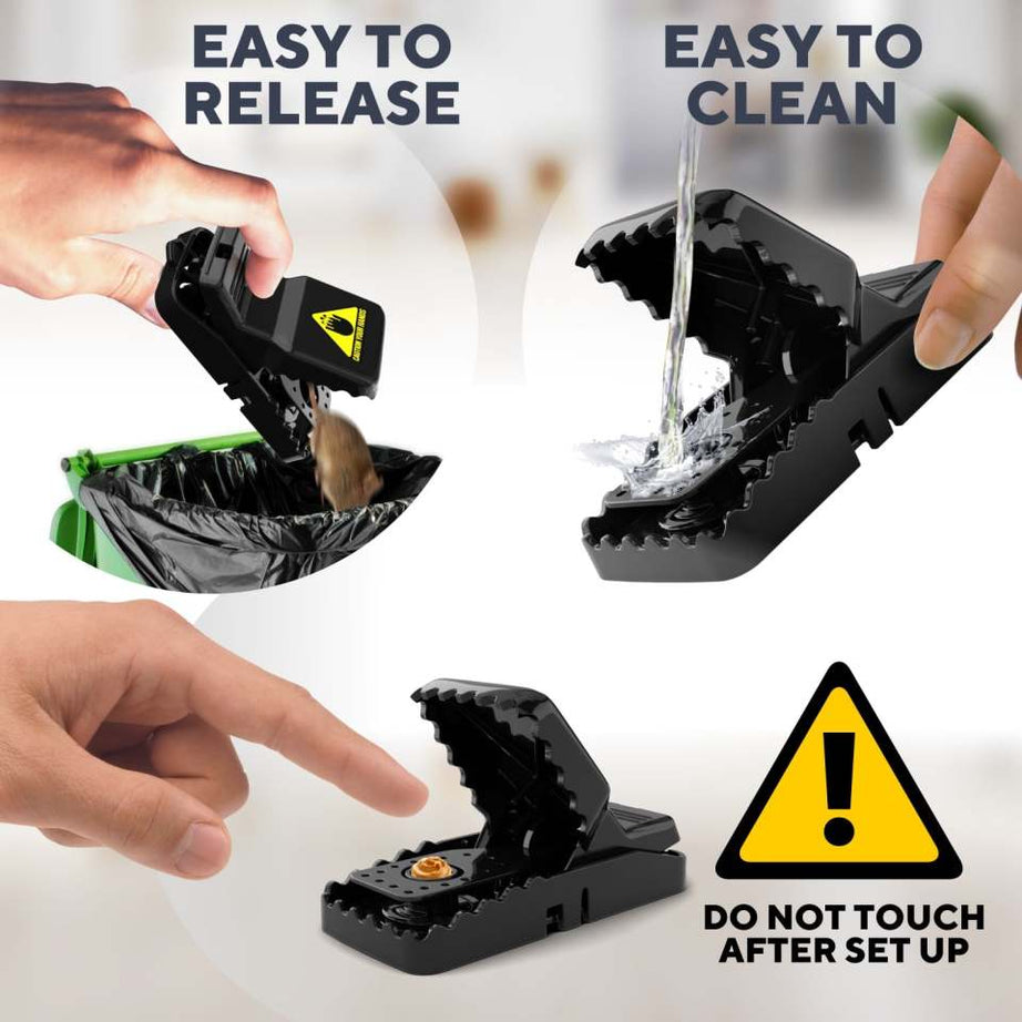 (Pack of 3) Plastic Mouse Trap Kill Fast Mice Rat Trap Reusable Mouse Snap Catcher for Home and Outdoor Use