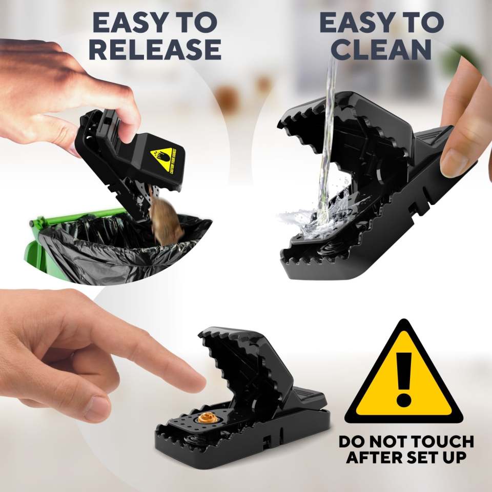(Pack of 3) Plastic Mouse Trap Kill Fast Mice Rat Trap Reusable Mouse Snap Catcher for Home and Outdoor Use