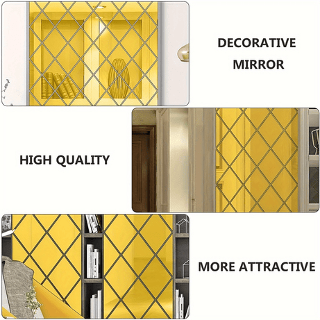 3D Acrylic Diamond Shape Self Adhesive Wall Arts Decals Stickers Set For Home Decoration