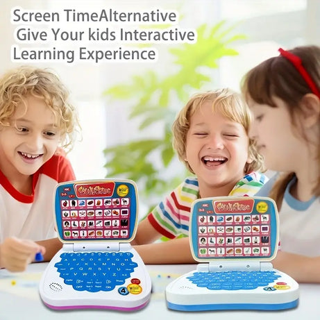 Portable Mini Cell Operated Fun Puzzle Learning Computer Laptop Toy with Educational Content For 3 Years Plus Kids