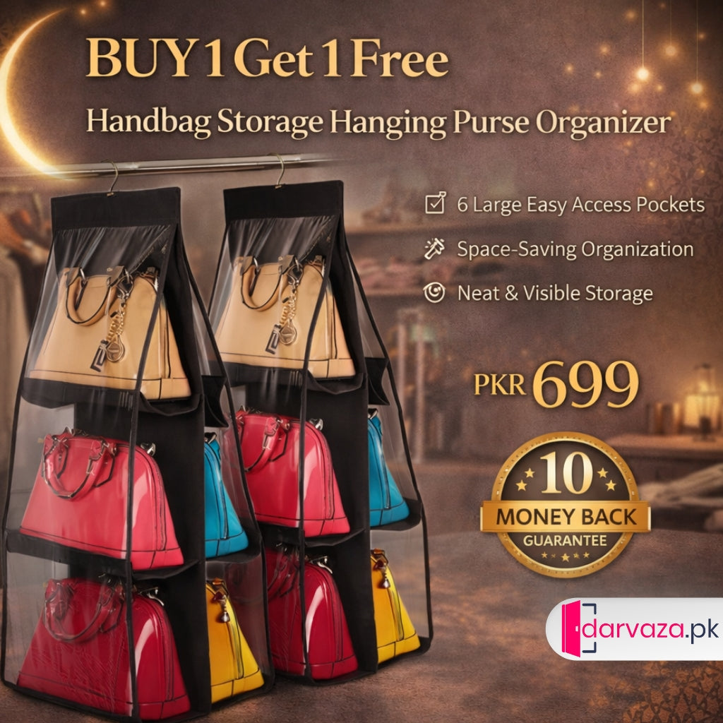 Buy 1 Get 1 Free Handbag Storage Hanging Purse Organizer with 6 Large Easy Access Pockets