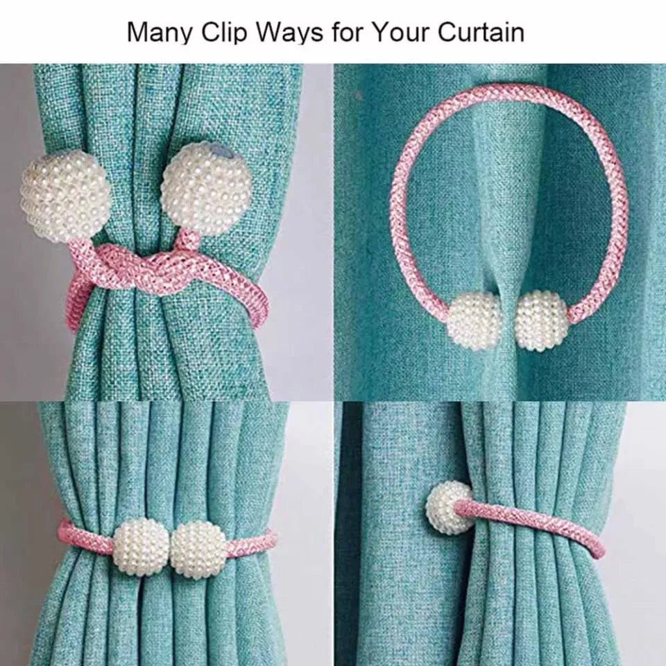 2 PCS Magnetic Pearl Curtain Buckle Tiebacks European Style Decorative Rings