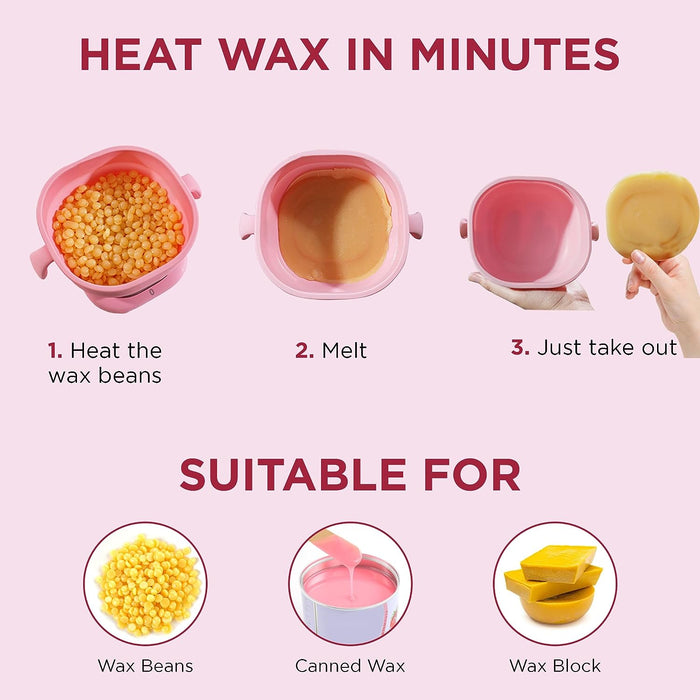 Portable and Easy To Use Electric Silicone Non-Stick Wax Warmer Heater Machine with Lid for Gentle Hair Removal For Men and Women