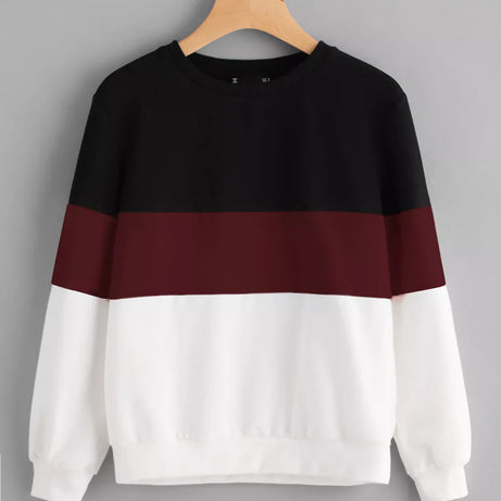 Black Maroon and White Block Sweatshirt