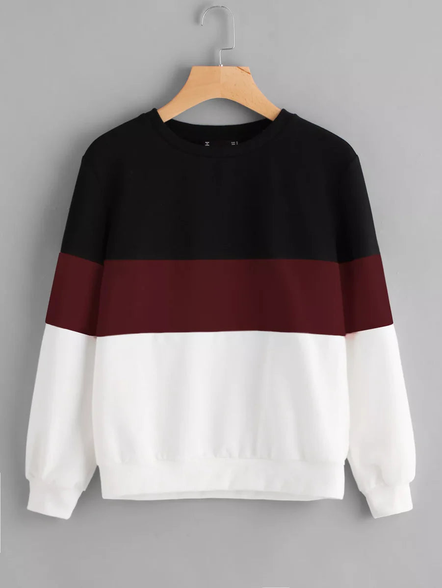 Black Maroon and White Block Sweatshirt
