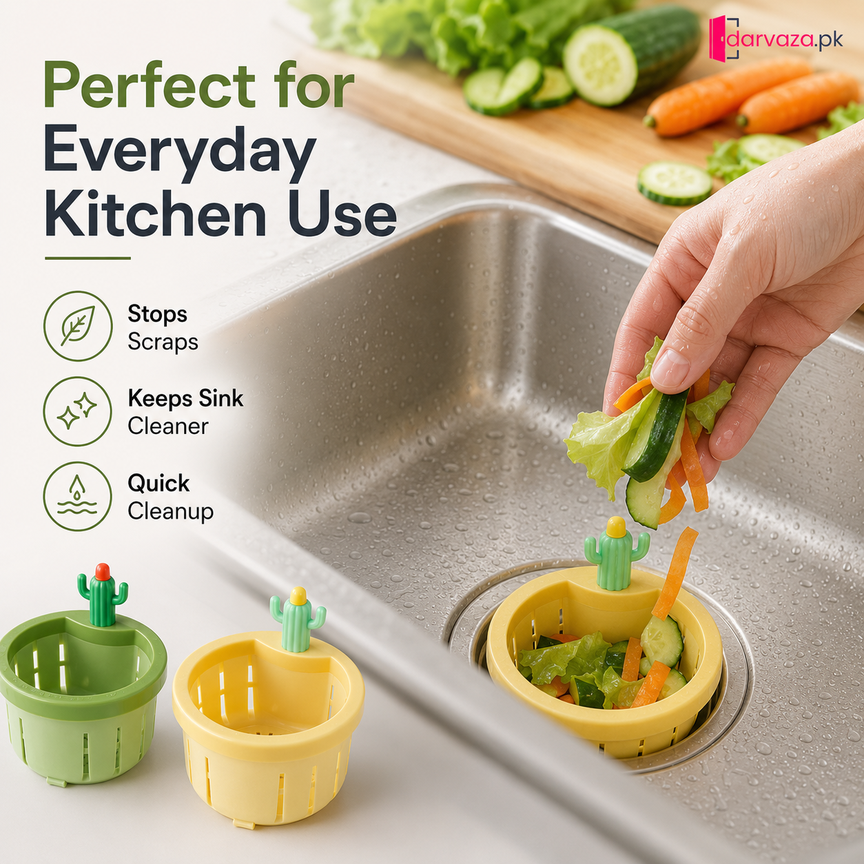 Pack of 2 Creative Cactus Sink Filter Basket | Kitchen Drain Food Waste Strainer
