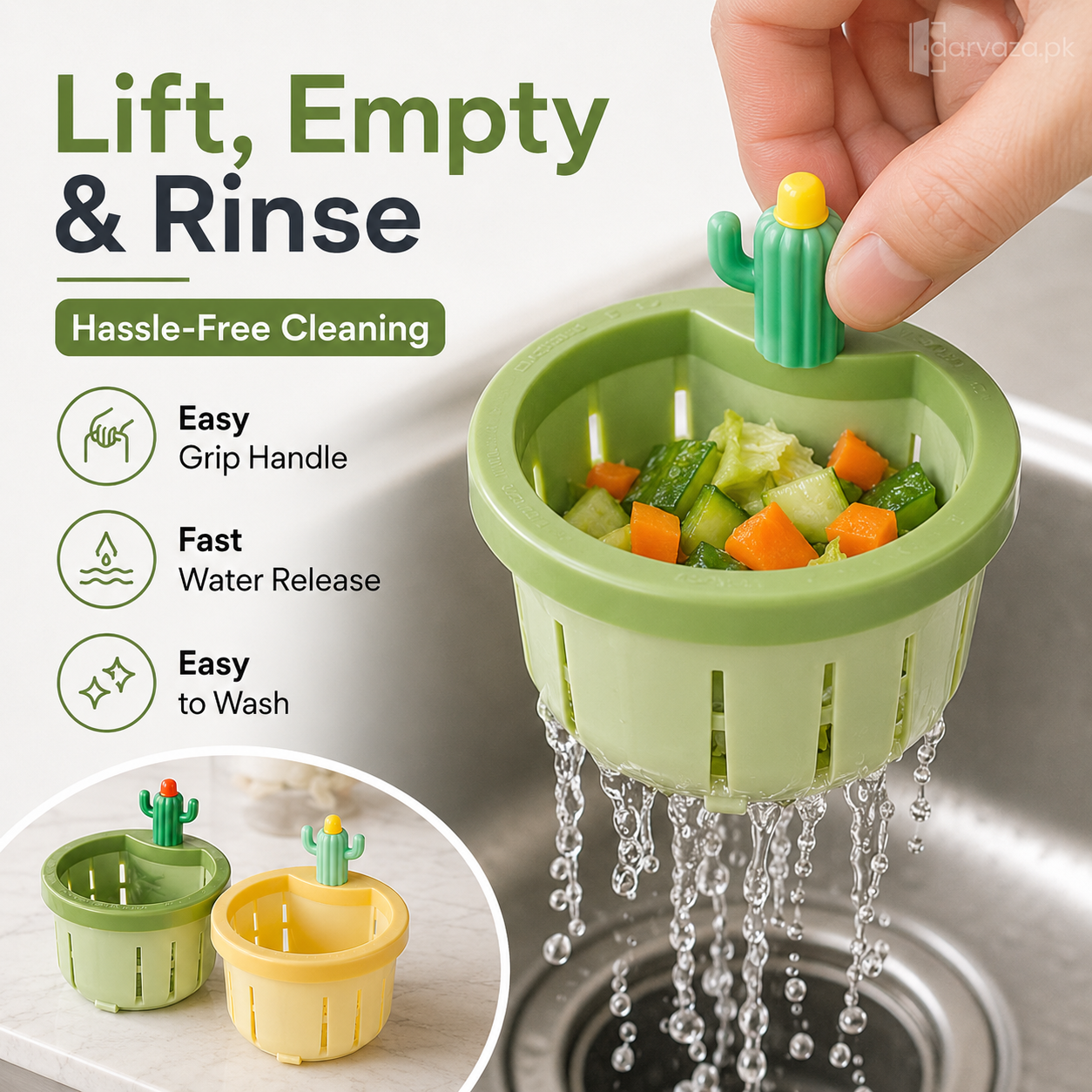 Pack of 2 Creative Cactus Sink Filter Basket | Kitchen Drain Food Waste Strainer