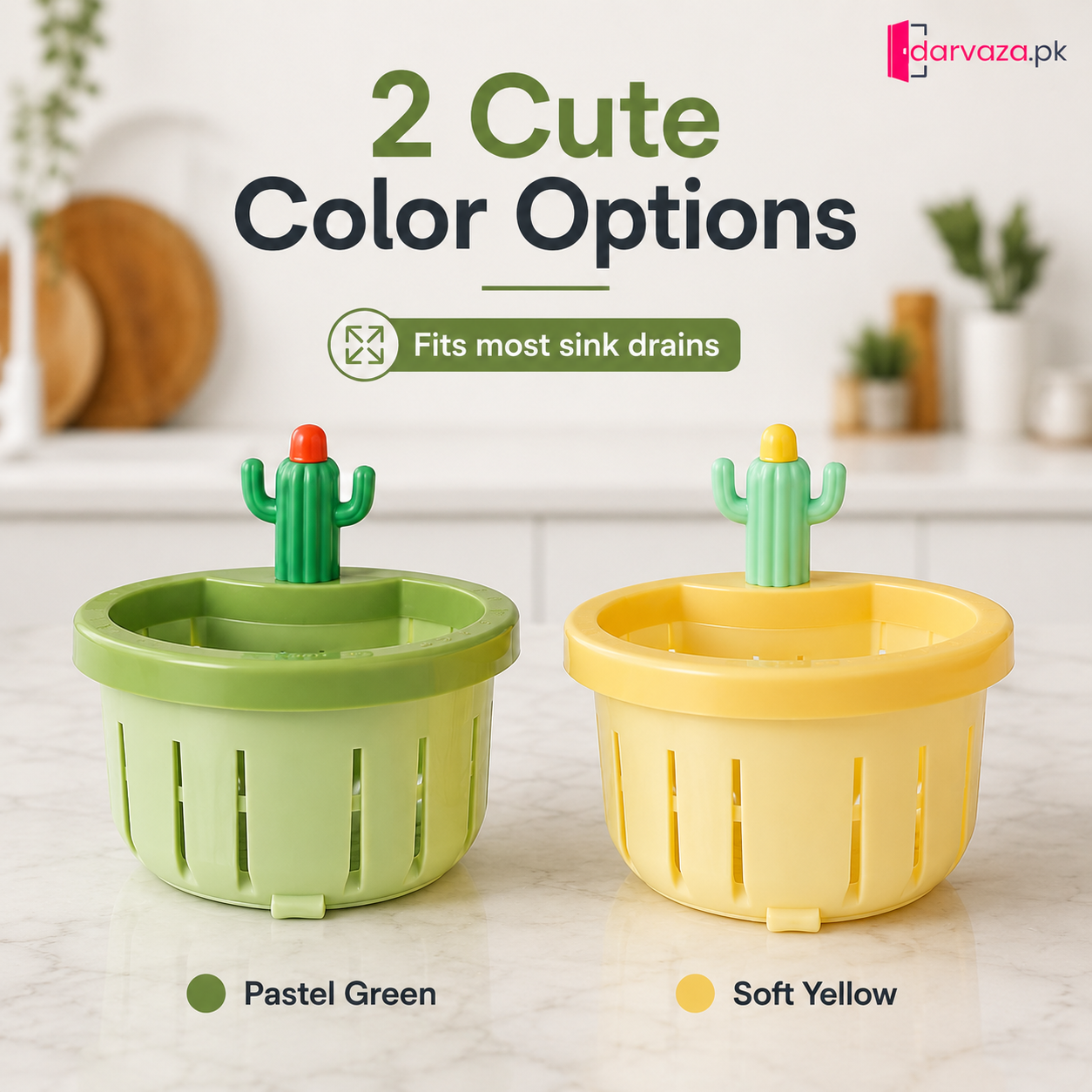 Pack of 2 Creative Cactus Sink Filter Basket | Kitchen Drain Food Waste Strainer