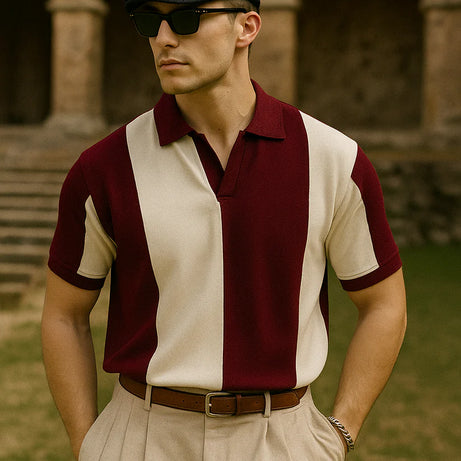 Vintage Riviera Polo – Maroon & White