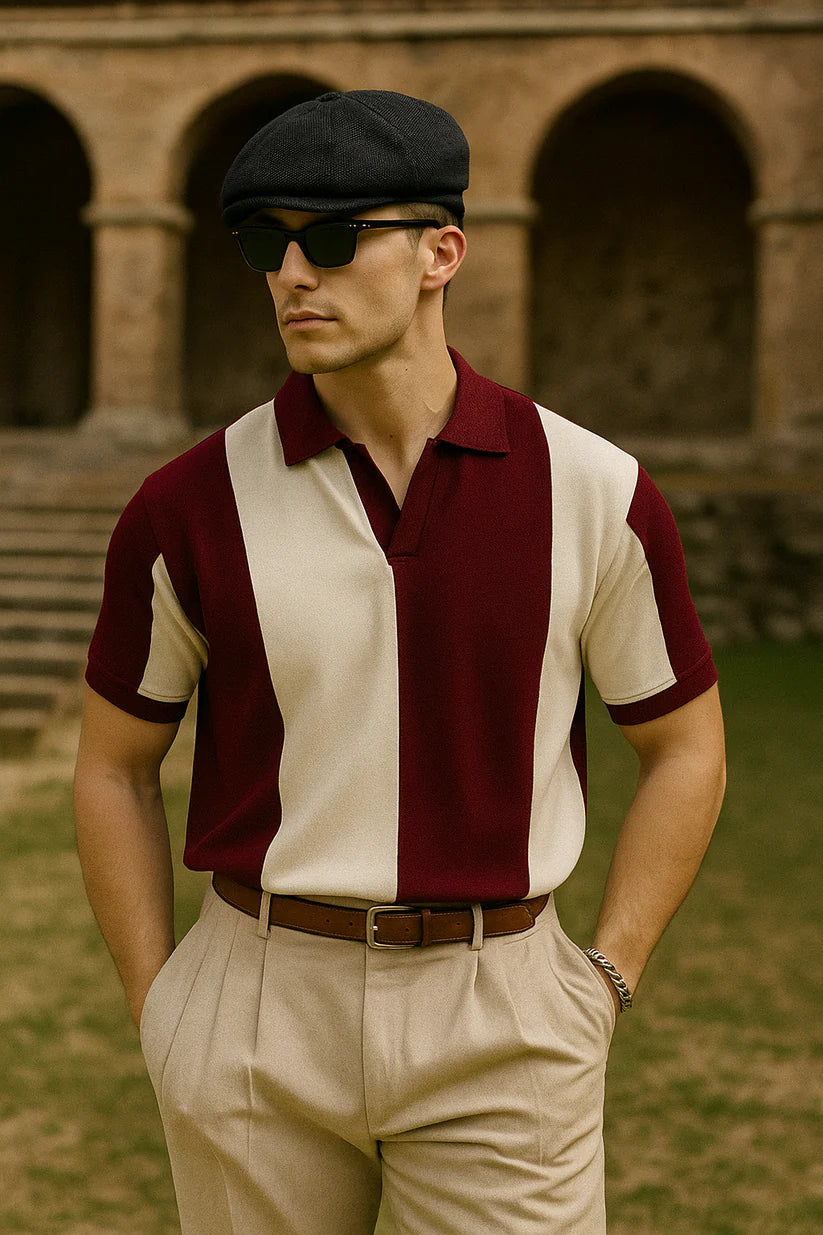 Vintage Riviera Polo – Maroon & White