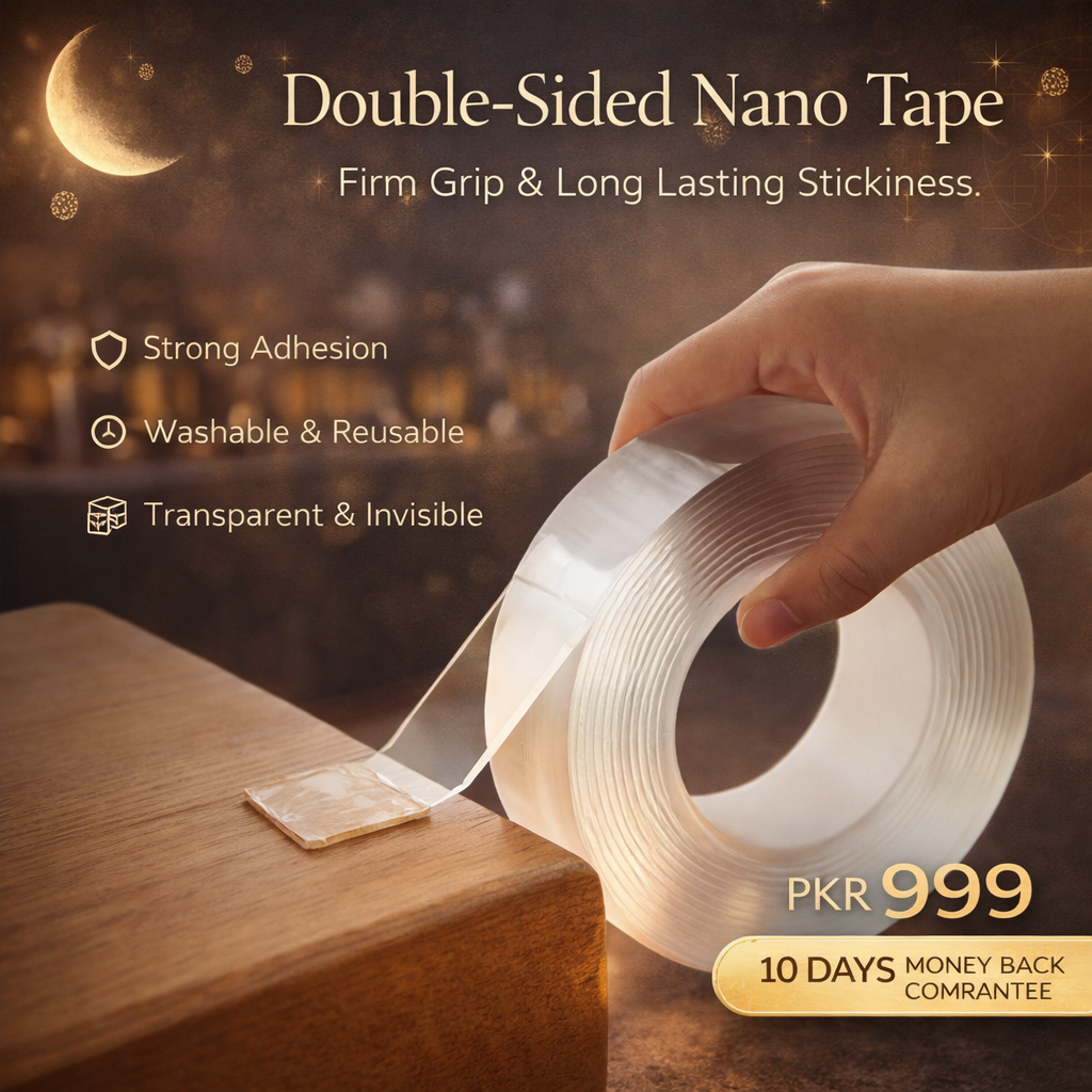 Imported Washable Reusable Nano Double Sided Transparent Tape for firm grip and Long Lasting Stickiness