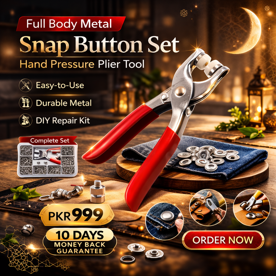 Full Body Metal Snap Button Set with Hand Pressure Plier Button Press Tool Rs 999