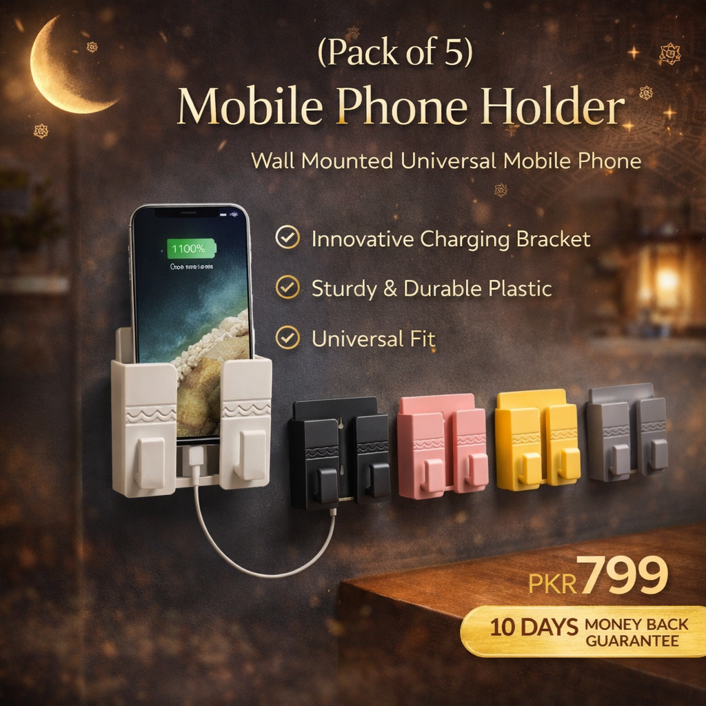 (Pack of 5) Wall Mounted Universal Mobile Phone Holder