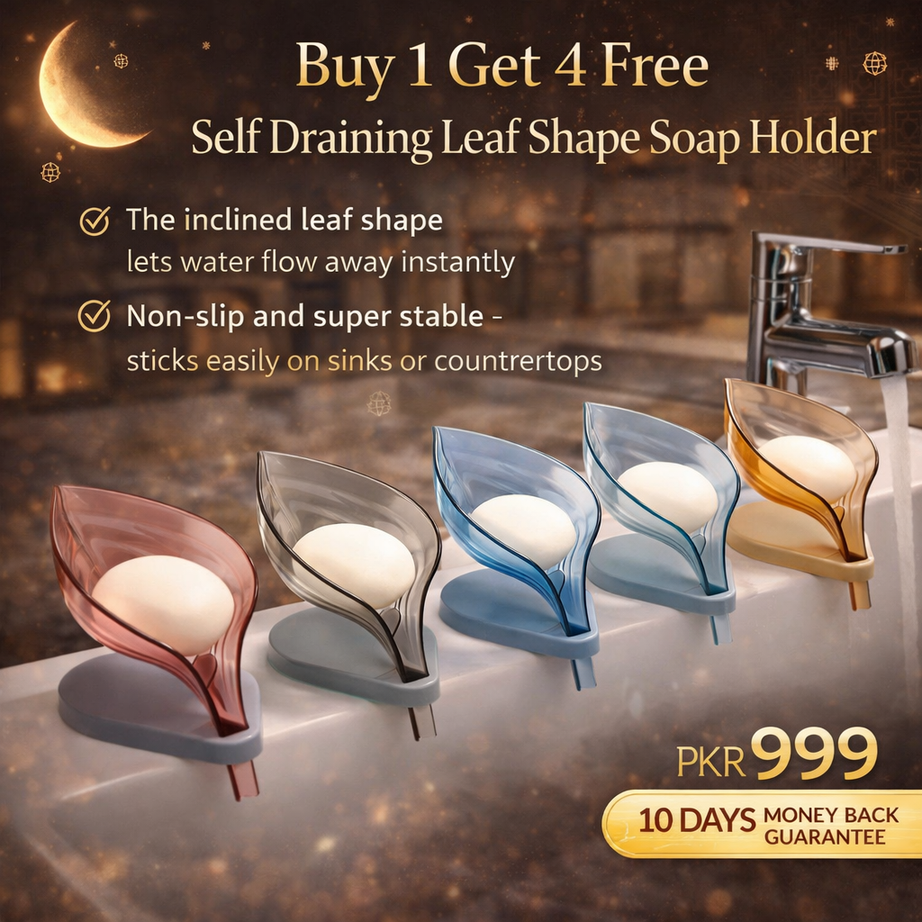 Azaadi Sale Offer 5 Pcs Leaf Shape Soap Holder with Self Draining (5 Holders)