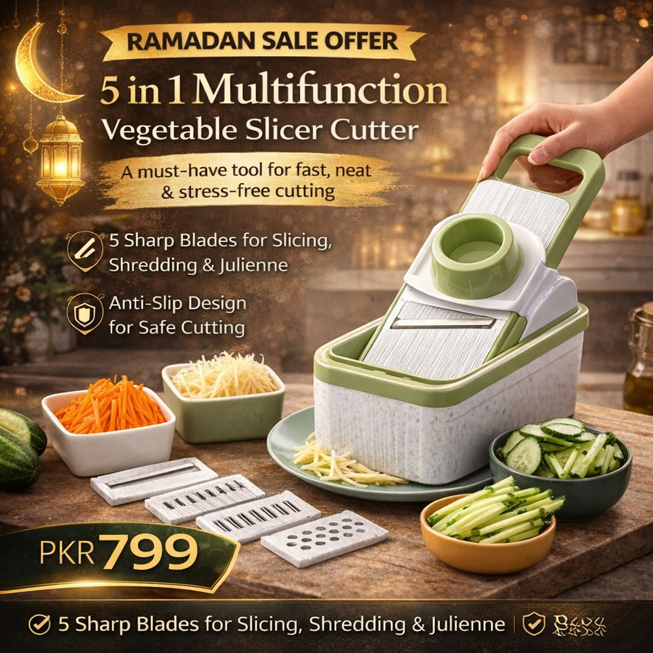 Ramadan Sale Offer 5 in 1 Multifunction Vegetable Slicer Cutter