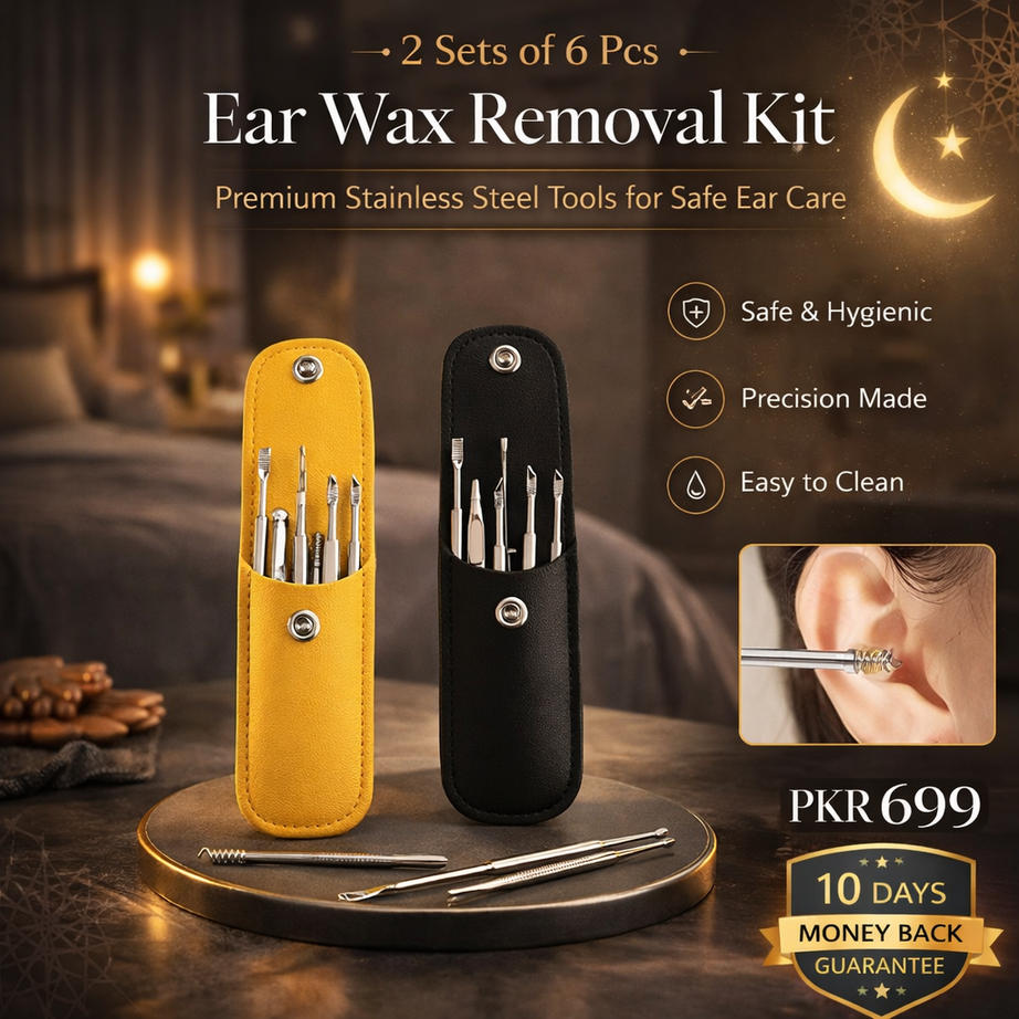 2 Set of 6 Pcs Ear Wax Removal Kit in Stainless Steel for Ear Care & Cleaning