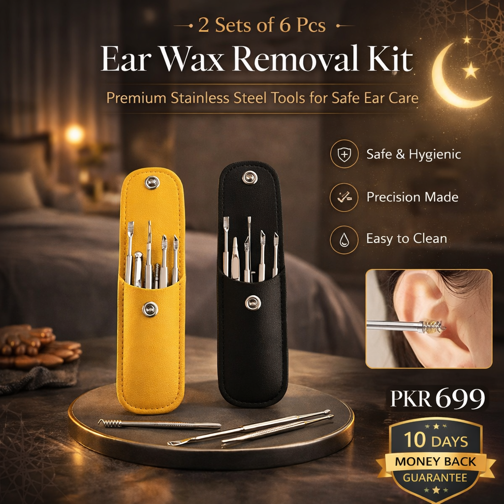 2 Set of 6 Pcs Ear Wax Removal Kit in Stainless Steel for Ear Care & Cleaning